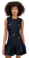 Self-portrait Crew Neck Taffeta Mini Dress With Ruffled Hem