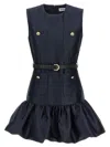Self-portrait Navy Taffeta Mini Dress In Blue