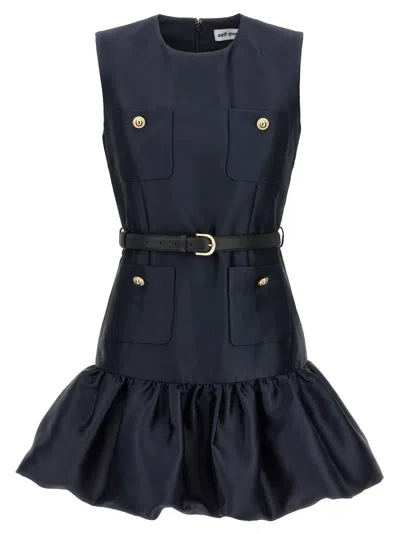 Self-portrait Navy Taffeta Mini' Dress In Blue