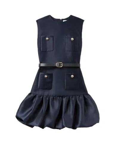 SELF-PORTRAIT SELF-PORTRAIT NAVY TAFFETA MINI DRESS