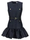 Self-portrait Taffeta Mini Dress With Puffed Skirt In Blue