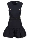 Self-portrait Taffeta Mini Dress With Puffed Skirt In Blue