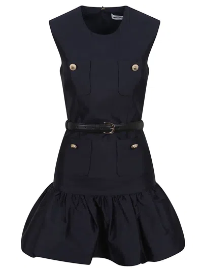 Self-portrait Navy Taffeta Mini Dress In Blue