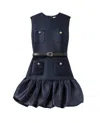 Self-portrait Taffeta Mini Dress With Puffed Skirt In Blue