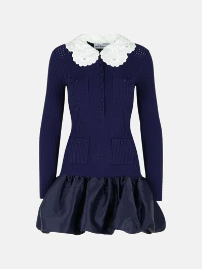 Self-portrait Navy Viscose Dress In Blue