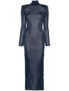 Self-portrait Ribbed Lurex Knit Turtleneck Maxi Dress