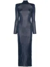 Self-portrait Ribbed Lurex Knit Turtleneck Maxi Dress