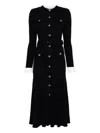 Self-portrait Button-detailed Ribbed-knit Maxi Dress In Black