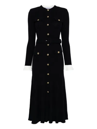 SELF-PORTRAIT NAVY VISCOSE KNIT MIDI DRESS