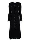 Self-portrait Button-detailed Ribbed-knit Maxi Dress In Blue