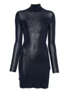 Self-portrait Navy Viscose Knit Mini Dress Clothing In Blue