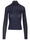 Self-portrait Navy Viscose Knit Top Tops Blue