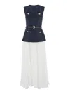 Self-portrait Navy Taffeta Midi Dress In Blue