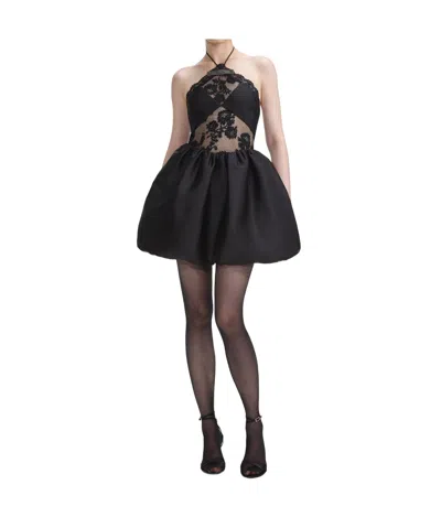 Self-portrait Neck-hanging Mini Dress In Black