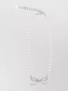 Self-portrait Lustrous Pearl Necklace With Bow-shaped Pendant In Metallic