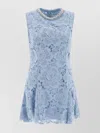 Self-portrait Neckline Embellished Floral Lace Overlay Sleeveless Dress