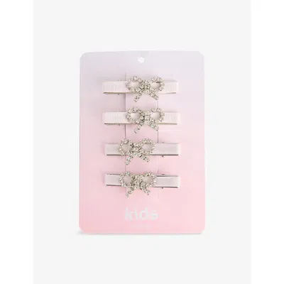 Self-portrait Kids' Nk Embellished Pack-of-four Metal Hair Clips In Pink