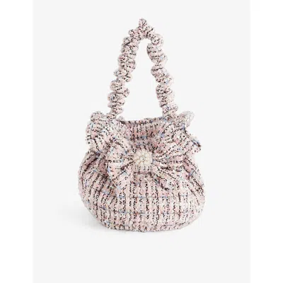 Self-portrait Nk Kids' Boucle Woven Top Handle Bag In Pink
