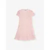 Self-portrait Nk Knitted-bow Crochet Cotton-blend Dress 3-12 In Pink