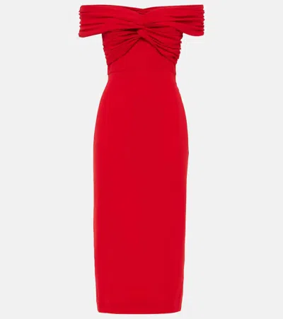 SELF-PORTRAIT OFF-SHOULDER CRÊPE MIDI DRESS