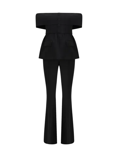 SELF-PORTRAIT RUFFLED CREPE JUMPSUIT