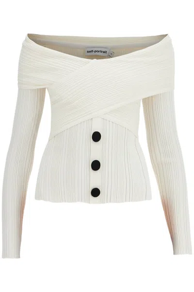 Self-portrait Self Portrait Off-shoulder Knit Top Women In White
