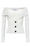 Self-portrait Off-shoulder Knit Top In White