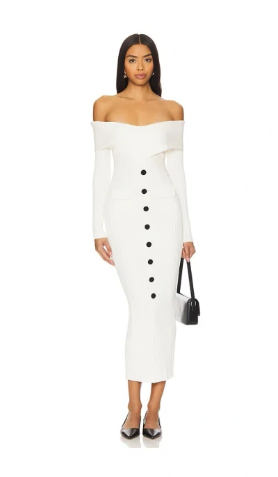Self-portrait Off Shoulder Midi Dress In Beige