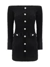 Self-portrait Knitted Mini Dress In Black