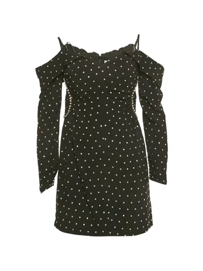 Pre-owned Self-portrait Off-shoulder Mini Dress In Black