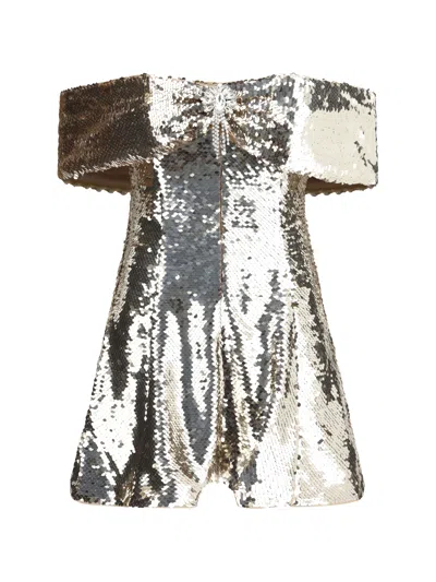 Self-portrait Sequin Off-shoulder Mini Dress In Gold