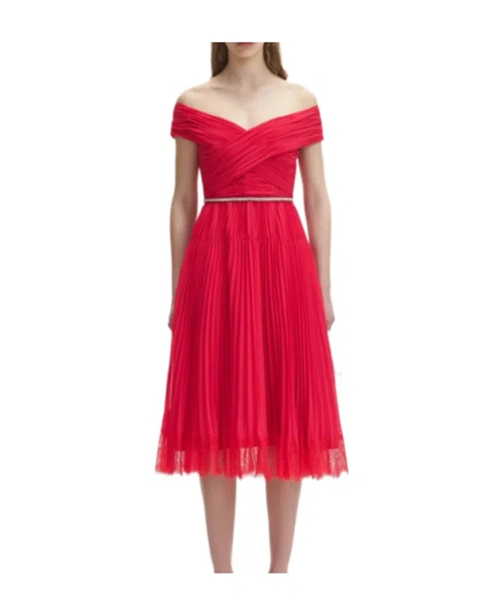 strapless open back dress Sofie Two Tone Pleated Maxi Dress main image 1