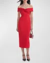 Self-portrait Bow Midi Dress In Red