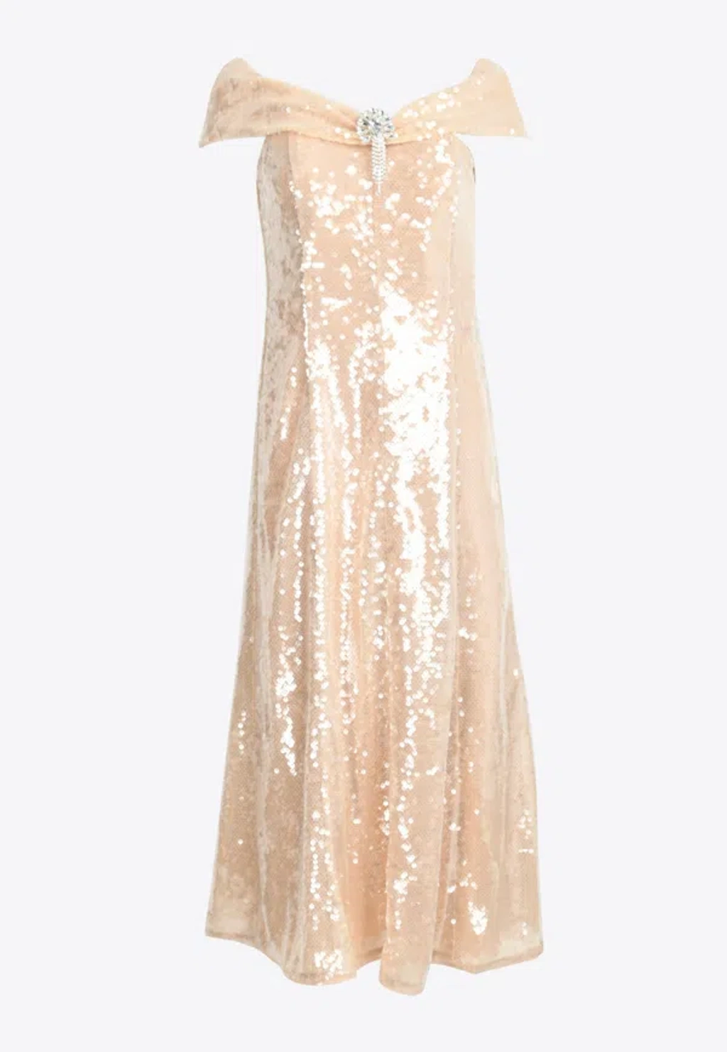 Self-portrait Gold Sequin Off-the-shoulder Dress | ModeSens