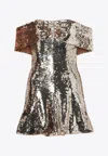 Self-portrait Self Portrait Short Dress With Off The Shoulders In Gold