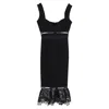 Self-portrait Olivia Crepe & Lace Detail Sleeveless Midi Dress In Black Polyester In Black