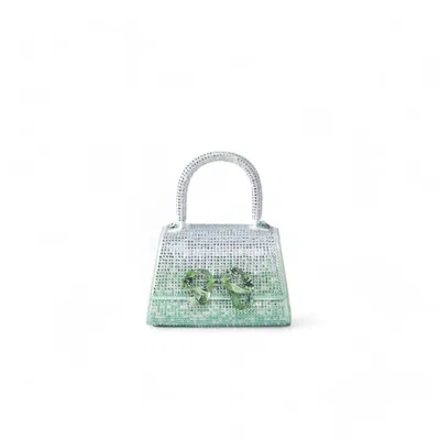 Self-portrait Ombre Rhinestone Bow Micro Bag In Green