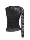 Self-portrait Self Portrait Women Black Rhinestone Mesh And Lace Top In Black