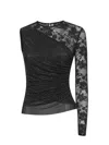 Self-portrait Self Portrait Women Black Rhinestone Mesh And Lace Top In Black