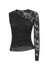 Self-portrait Self Portrait Women Black Rhinestone Mesh And Lace Top In Black