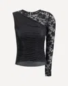 Self-portrait Self Portrait Women Black Rhinestone Mesh And Lace Top In Black