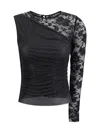 Self-portrait Self Portrait Women Black Rhinestone Mesh And Lace Top In Black