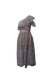 Self-portrait Self Portrait One Shoulder Lace Midi Dress In Purple Polyester In Purple