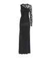 Self-portrait Self Portrait Women Black Rhinestone Mesh And Lace Maxi Dress