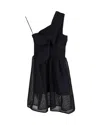 SELF-PORTRAIT ONE-SHOULDERED SKATER DRESS IN BLACK POLYESTER