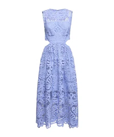 Self-portrait Cut-out Lace Midi Dress In Blue