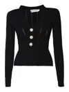Self-portrait Pointelle Top In Black