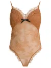 Self-portrait Orange Stretch Lace Bodysuit