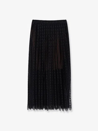 Self-portrait Organdis And Lace Skirt In Black