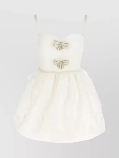 SELF-PORTRAIT ORGANZA BOW MINI DRESS WITH BEADED DETAILING